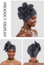 Nigerian Headtie Wedding Party Cap African Women Head Wrap Flower Auto Gele Hat