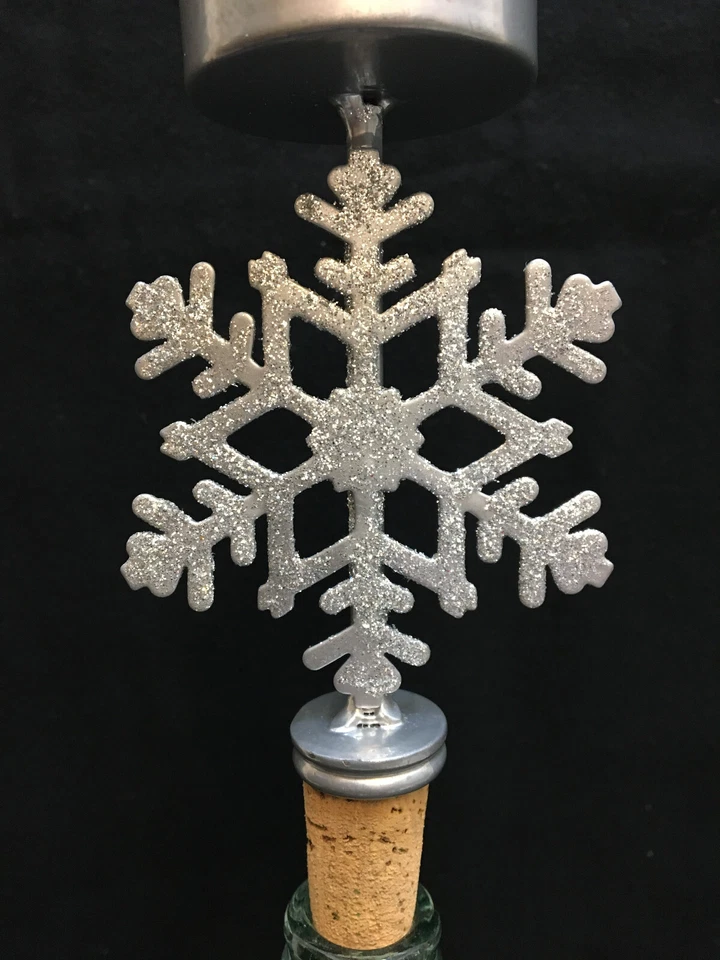 Copo de nieve tapón de botella de vino votivo único té luz vela corcho plata brillo Foto 3 de 4