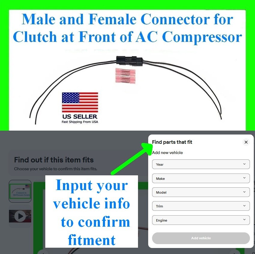 fits Ford AC Compressor Clutch Connector Plug Pigtail Harness Air ...