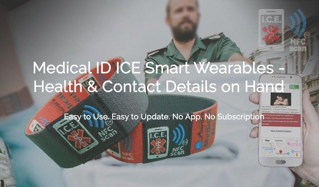 Medical ID Bracelet - SOS Alert NFC Smart Wristband (Panic Attac