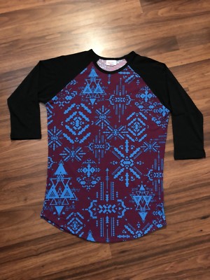 NWOT LULAROE RANDY MAROON, BLUE, BLACK SLEEVES, SOUTHERN EASTERN SMALL LLR