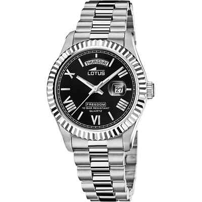 Lotus Freedom 188544 Mens 316L Stainless Black Analog Dial Wristwatch 41.5 mm