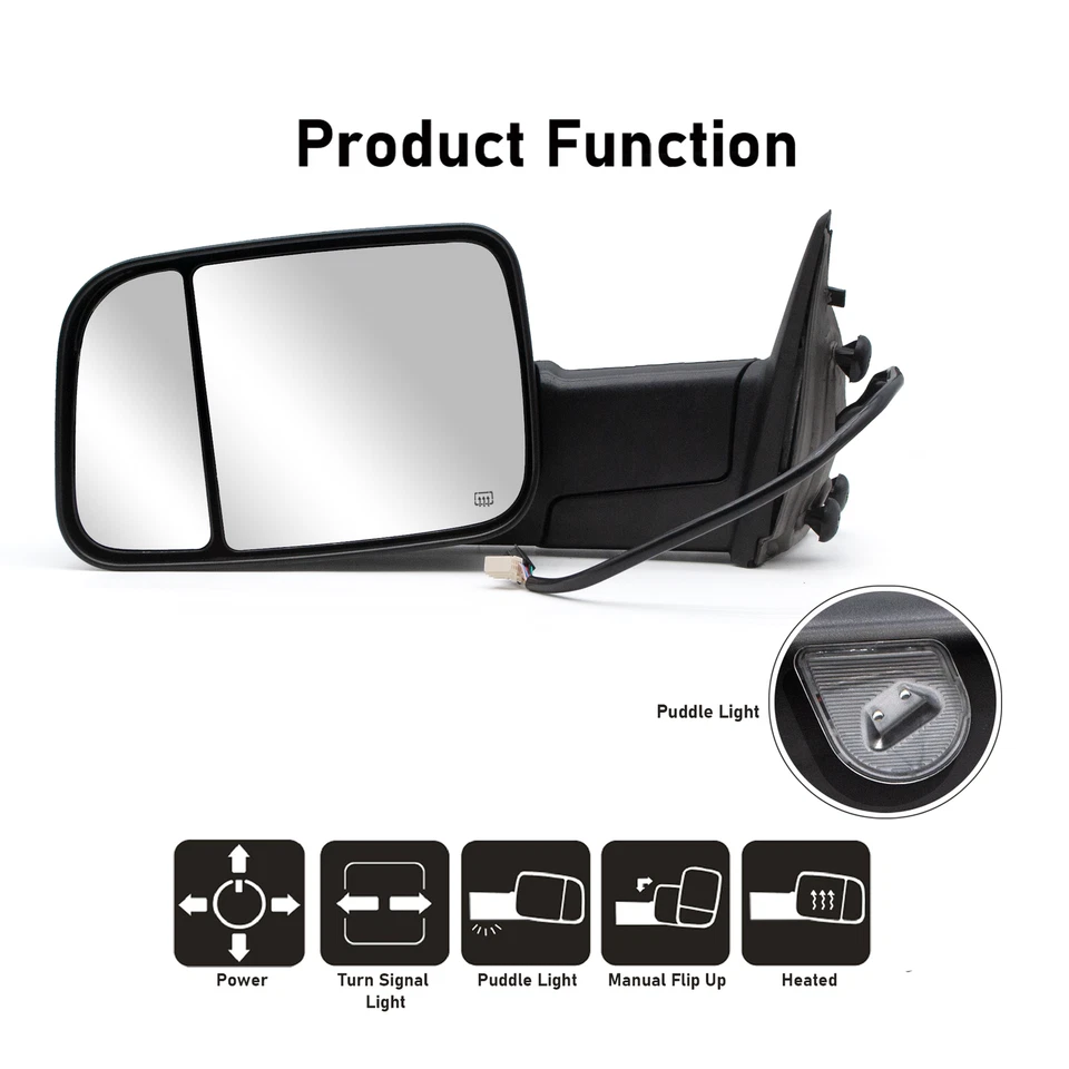 Espejo retrovisor de remolque para Dodge Ram 1500 2500 3500 11-18 potencia señal térmica lado derecho Foto 2 de 4