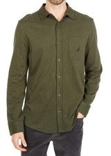 Nautica Men's Regular-Fit Woven Button-Down Shirt, Forest Night Green, Medium M