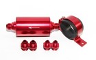 AN6 AN8 AN10 High Flow 50 Micron Cleanable SS Racing Inline Fuel Filter RED
