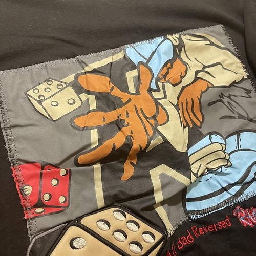 VTG Raw Blue 3D Print Panel T Shirt Hip Hop Dice Roll Gambling Logo XXL 2XL - Picture 6 of 11