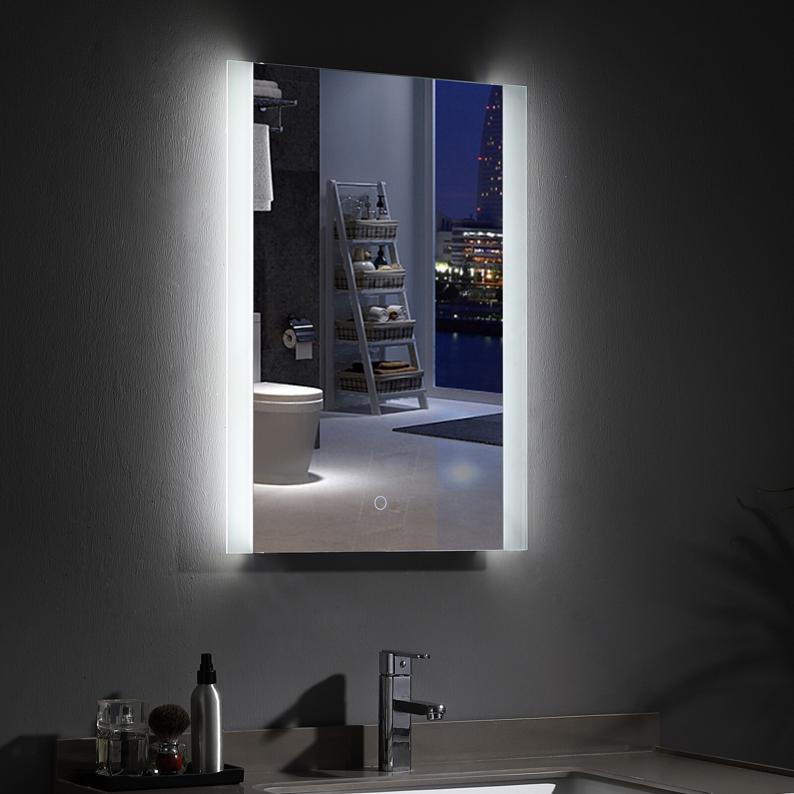 LED Badspiegel Wandspiegel Badezimmerspiegel Mit Beleuchtung Touch Uhr