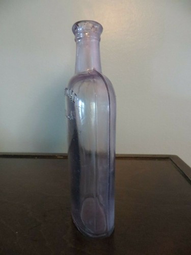 WARRANTED FLASK AMETHYST SHOULDER STRAPPED 6 1/2 INCH LIQUOR BOTTLE - Picture 3 of 9