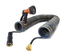 3/8'' Retractable EVA Coil Garden Hose 50 ft, Light Weight Recoil G... Fast Ship
