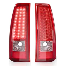 Fits 03-06 Silverado 04-06 GMC Sierra Truck Red Clear LED Tail Lights Left+Right