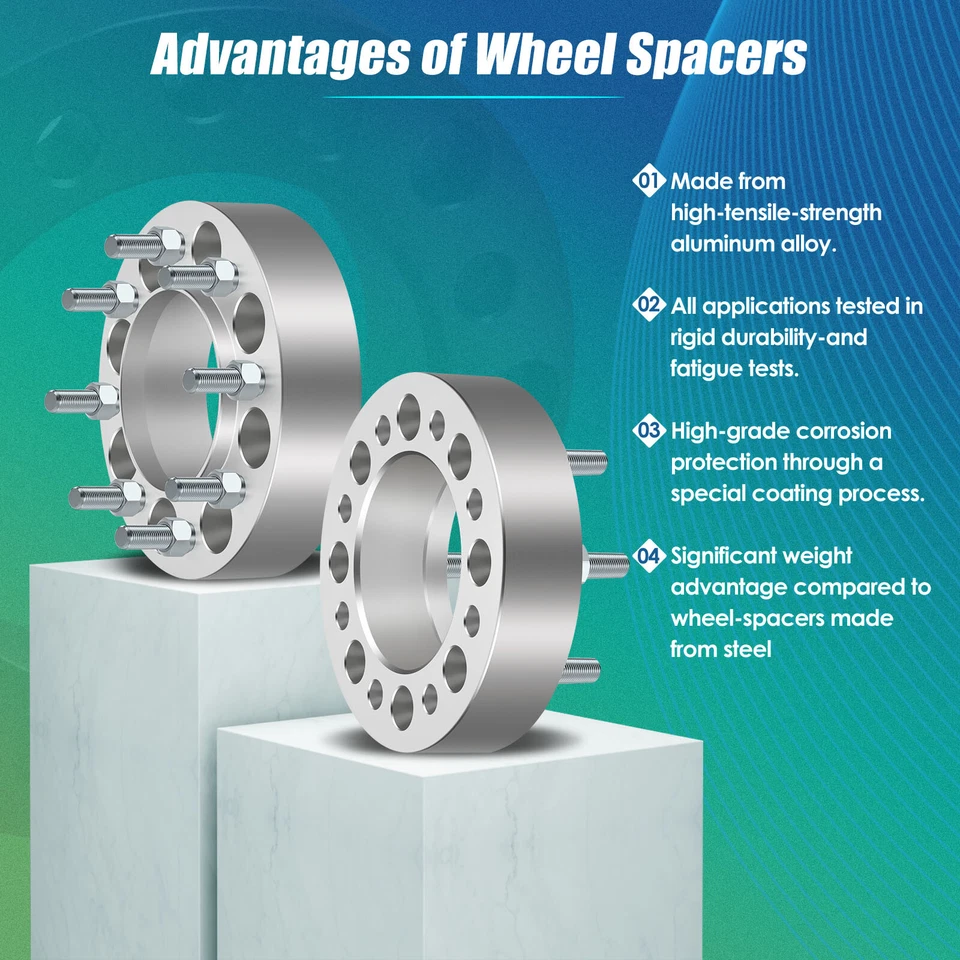 4 piezas espaciadores de rueda centrados en el cubo 8x6,5 a 8x6,5 9/16"x18 para Dodge Ram 2500 3500 Foto 4 de 4