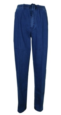 Herr.Stretchjeans mit Kordel, Schlupfhose Rundumgummizug in Blau & Schwarz Qbckt