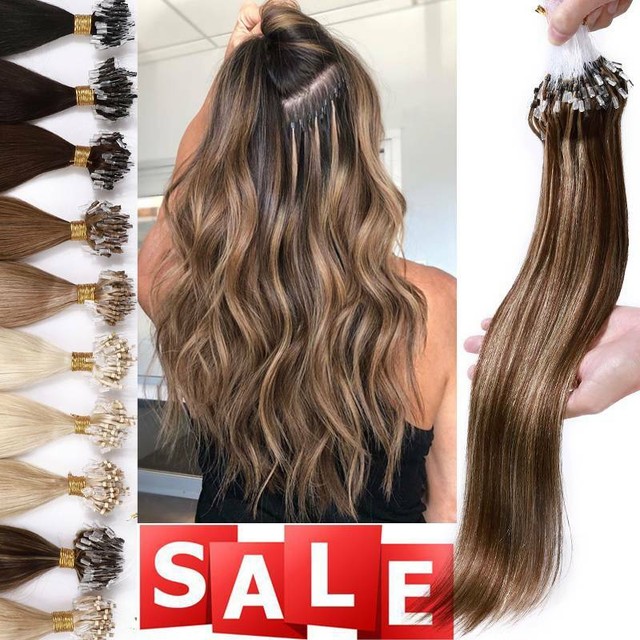 1G Micro Ring Loop Nano Beads Hair Extensions 100 Real Remy Human Hair
