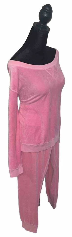 Juicy Couture M Top L Pantalones Terciopelo Rosa Claro Vintage Conjunto de Chándal a Juego Y2K Foto 4 de 4