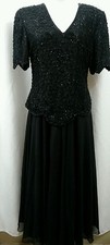 Brilliante Vintage Dress Beads On Lace Full Chiffon Skirt Coctail sz L 926