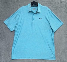 Under Armour Loose Heatgear Polo Shirt Mens 2XL Light Blue Stretch