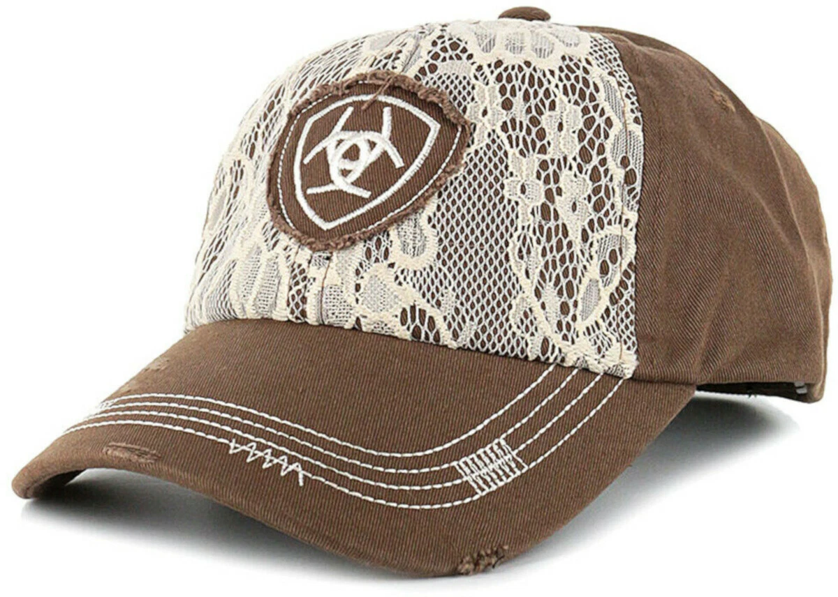 Ariat Western Womens Hat Baseball Cap Lace Overlay Brown