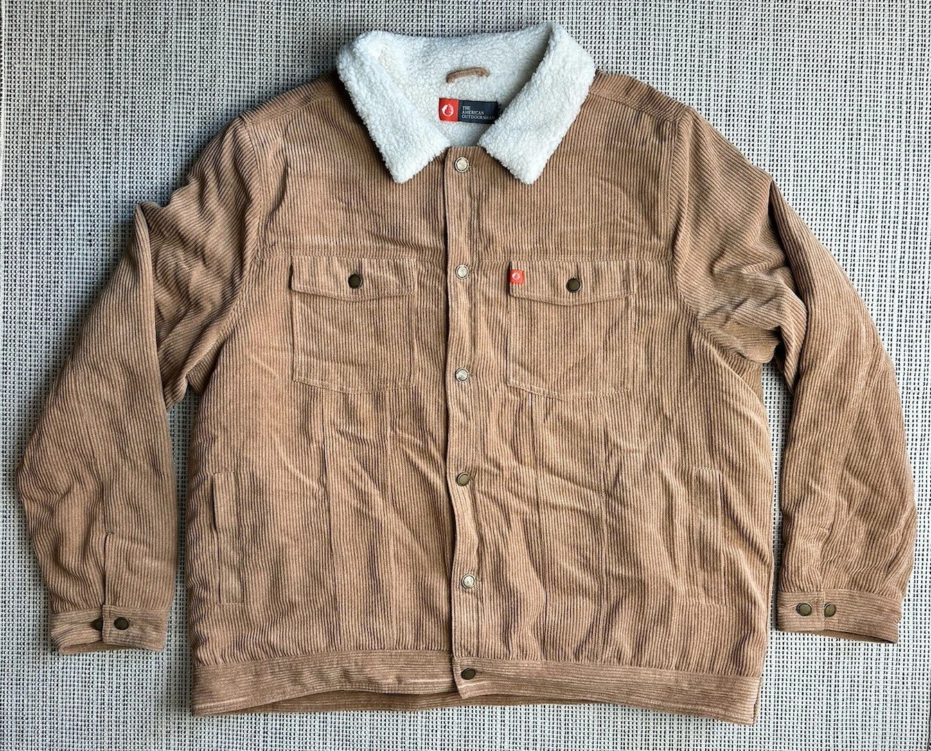 The American Outdoorsman Mens XXL Toffee Corduroy Trucker Jacket Faux Sheepskin