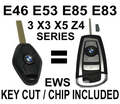BMW F series flip key chip transponder EWS  * W/ CUT INCLUDED * E46 E39 3 5 Hu92