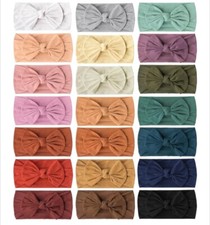  20 Elastic Headband Bows for Newborn Girl, Soft Baby Nylon Hair, Many Colors