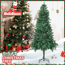5.5 FT Christmas Tree Artificial Metal Green PVC Leaves Party Xmas Holiday D cor
