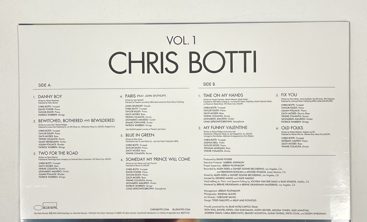 Chris Botti - Vol. 1 VINYL RECORD LP 180 Gram Blue Note | eBay