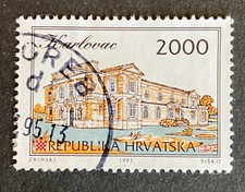 B696 Znaczki Chorwacja Republika Hrvatska 1993 Karlovac stemplowane przebiegły