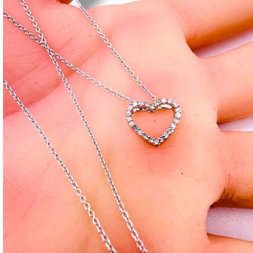 .25ct Diamond 14k White Gold Heart Pendant - Picture 14 of 15