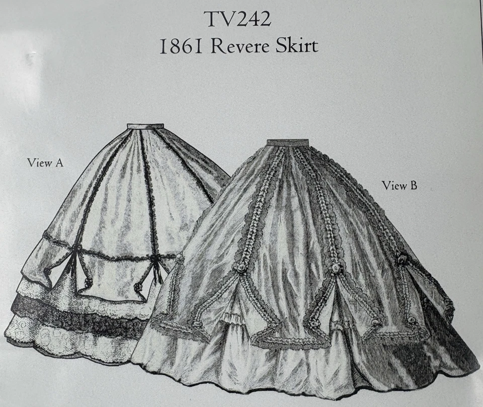TV242 Truly Victorian 1861 Revere Skirt Sew Pattern One Sz Fits All NIP Hoop Era - Image 3 of 4