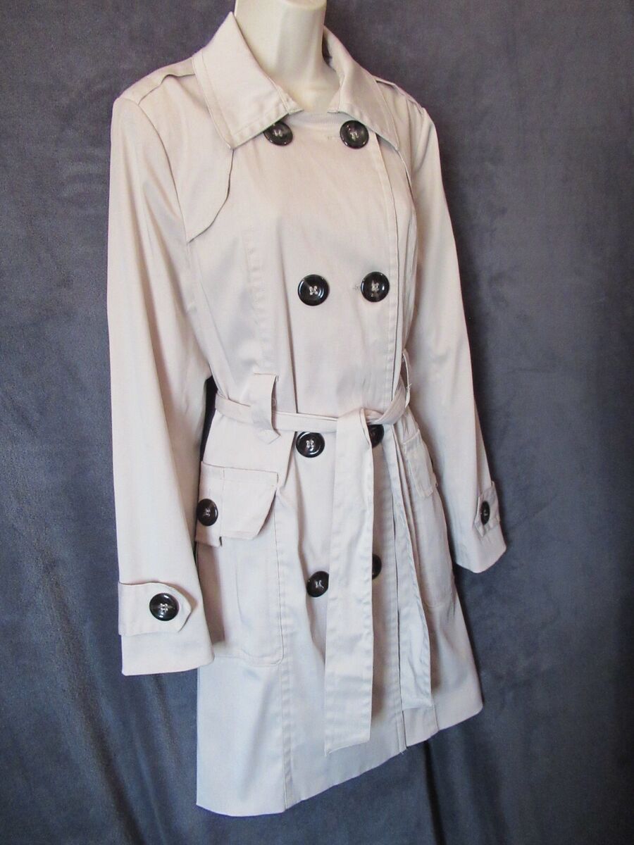 NWOT Atmosphere Beige Double Breasted Long Belted Trench Coat Jacket M/L |  eBay