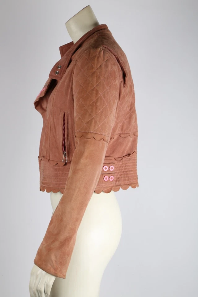 Jaqueta LUELLA para Target Ferrugem Laranja Camurça Acabamento Vieira Moto Crop Tamanho M - Imagem 3 de 4