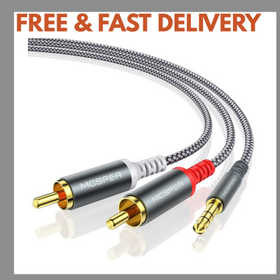 RCA to 3.5mm AUX Cable, (6.6 Feet) 3.5 mm 1/8 to RCA 2-Male Headphone Jack Adapt