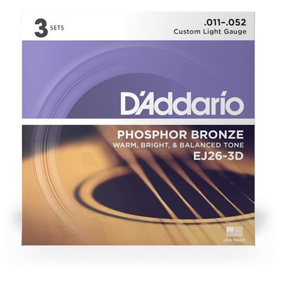 NEU: Daddario EJ26-3D Westerngitarren Saiten Phosphor Bronze 3er Pack 011-052