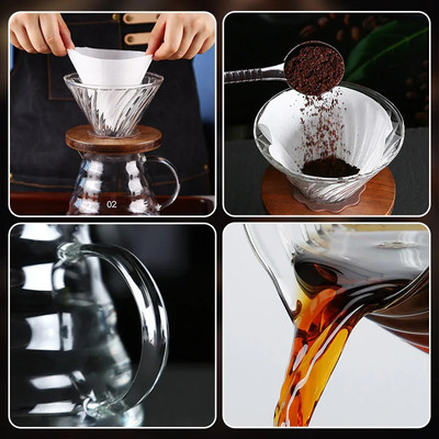 Handtropf Kaffeekanne Borosilikatglas Karaffe Glas Kaffeebereiter 650ml