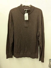 Daniel Cremieux Pima Cotton Cashmere Sweater 1/4 Zip Brown Men XL NWT Orig. $125
