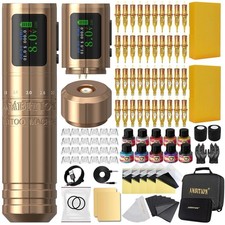 Ambition Soldier Tattoo Machine Kit Complete Rotary Wireless Tattoo Pen Gun
