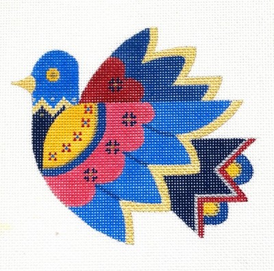 Hand Painted Needlepoint Canvas ''Jeweled Bird'' by Quail Run - Gorgeous colors.