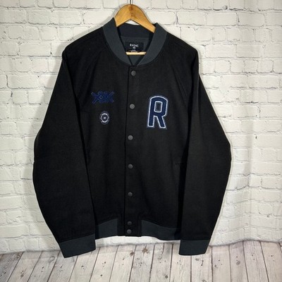 NEW Rhone The Crew Jacket Mens Large Black Special Edition Varsity Bomber
