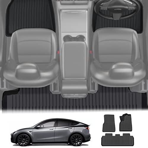 Yotsuba for Tesla Model Y Floor Mats, 3PCS 3D TPE All-Weather Waterproof Floor L