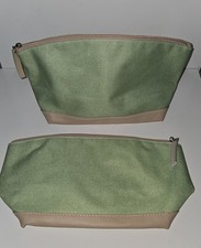 2 x ESTEE LAUDER  MINT GREEN COSMETIC MAKEUP TRAVEL HAND CANVAS BAG POUCH  NEW