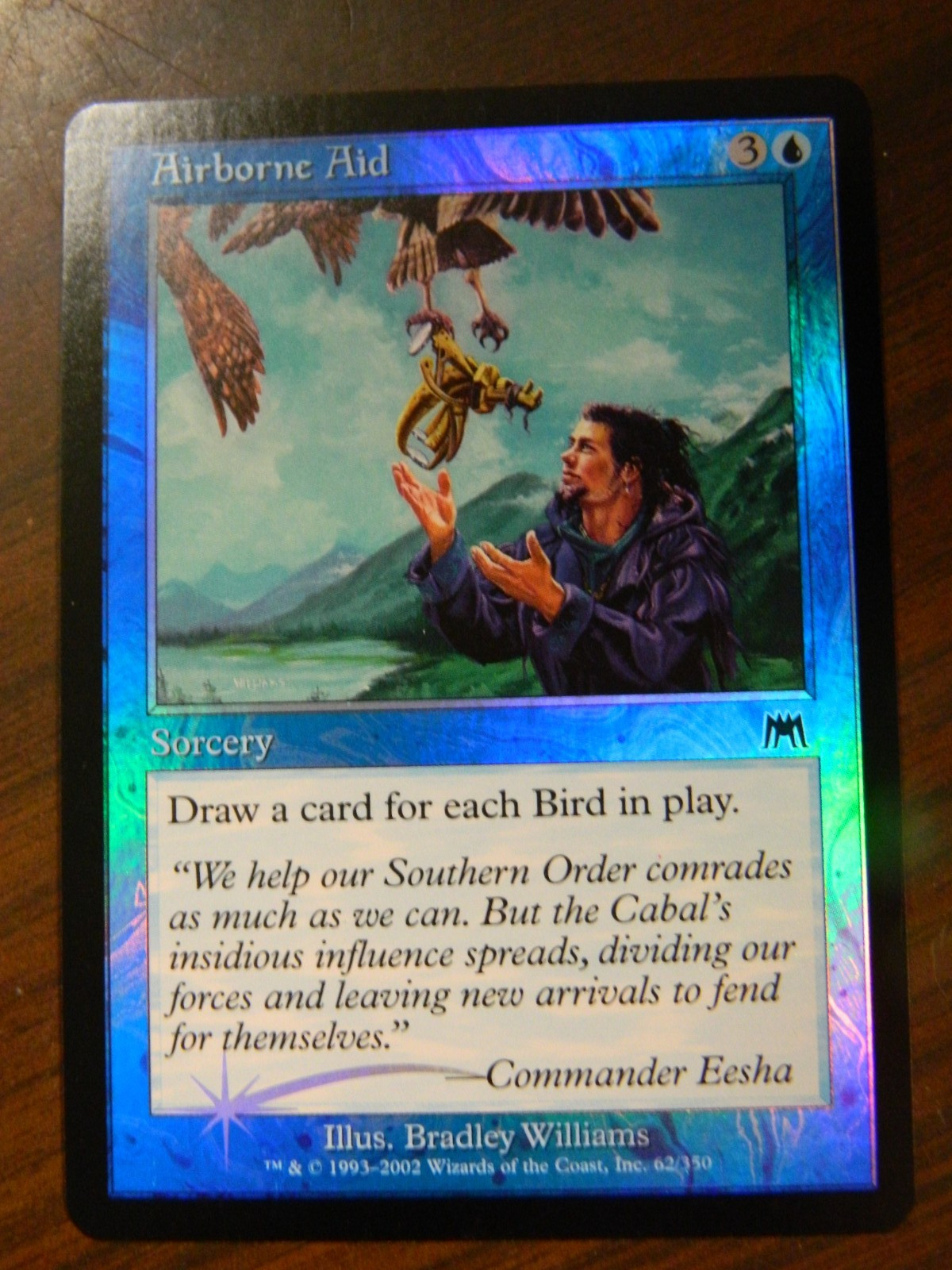 MTG FOIL Onslaught Blue Common  Airborne Aid Near Mint Cond