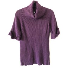 Ann Taylor Loft Purple Ribbed Cowl Neck Sweater XS