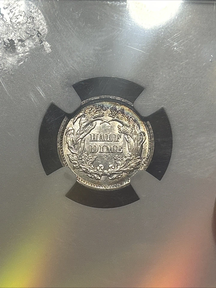 1862 Liberty Seated Silver Half Dime, Civil War Date, Nice Rim Toning, NGC AU58 - Image 4 of 4