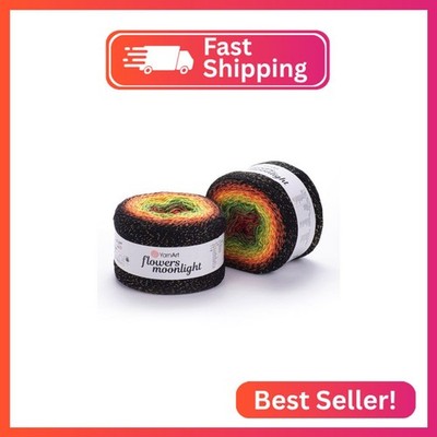 YarnArt Flowers Moonlight   Gradient Cotton Acrylic Yarn with Metallic Lurex, 9.