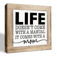 Mom Gifts, Life Comes with a Mom Sign, Wooden Box Signs, Decorative Color14