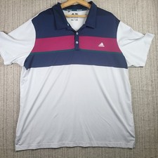 Adidas Polo Shirt Mens 2XL Blue White ClimaCool Golf Performance Athletic