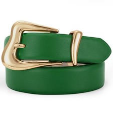 Women's Belts for Jeans Pants Gold Buckle Fashion Waist Belts for Ladies Leat...