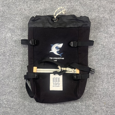 #ad #ad Topo Designs Backpack Mens Medium Black Shark Logo STRIVE Prep Nylon Bag $39.99