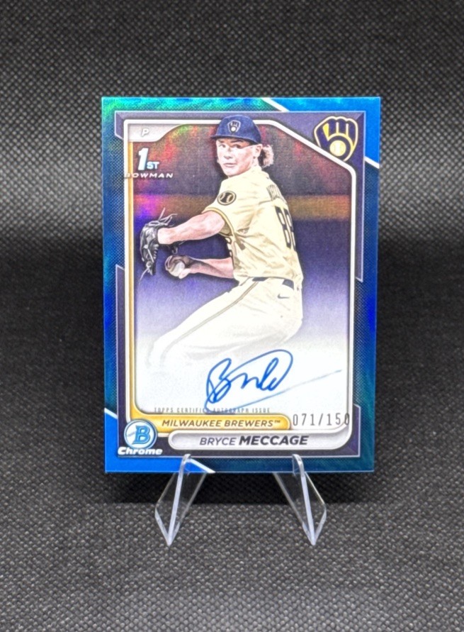 2024 Bowman Draft Bryce Meccage 1st Chrome Auto True Blue Refractor #71/150