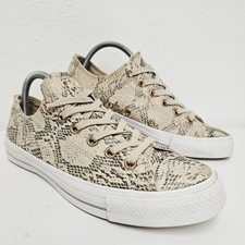 Converse All Star Low Snakeskin Women's Size UK 7 Beige Black Leather 555213C